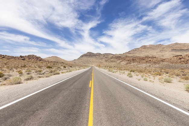 Scenic road in the desert of american nature landscape