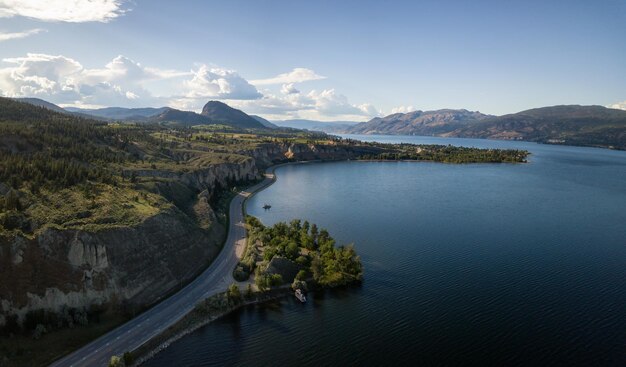 Scenic Road in Okanagan Aerial View