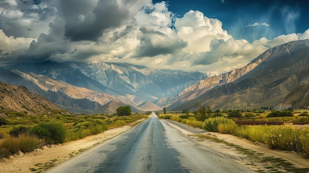 Scenic Road Through Majestic Mountains