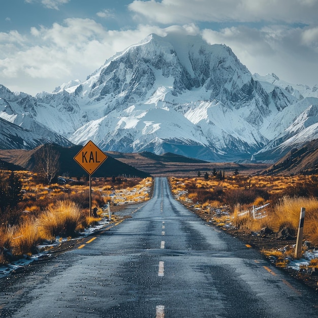 Scenic Road with Majestic Mountain Range in the Background