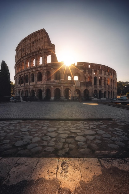 Scenic shot of the historically famous Colosseum amphitheater in Rome, Italy