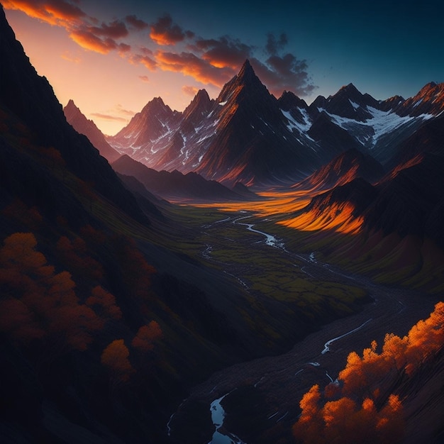 scenic sunrise in the high mountains of the alpes generative ai