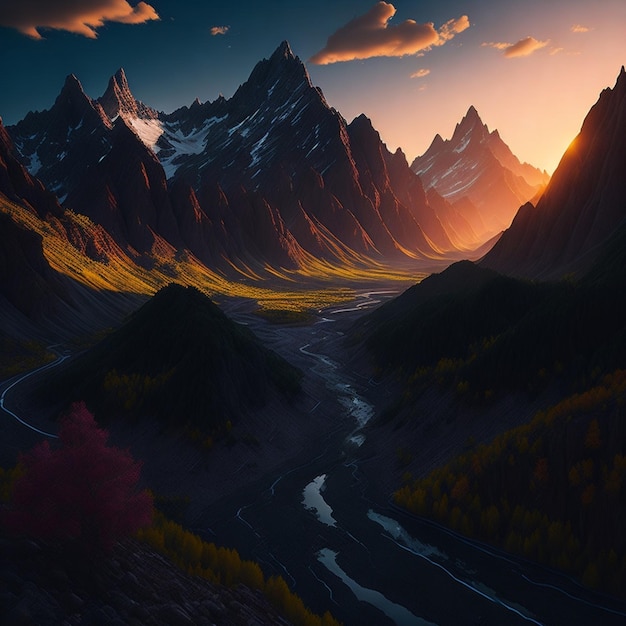 scenic sunrise in the high mountains of the alpes generative ai