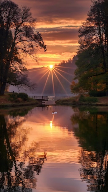 Scenic sunset over the lake