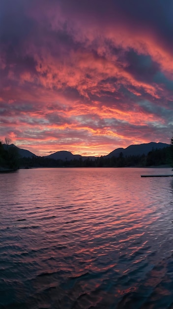 Scenic sunset over the lake