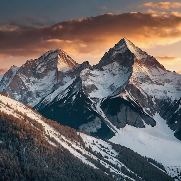 Photo scenic sunset view over matterhorn one of the most famous and iconic swiss mountains zermatt valais switzerland