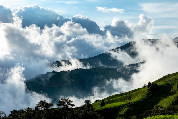 Scenic view of Andes mountains in a cloudy day Manizales Caldas Antioquia Colombia