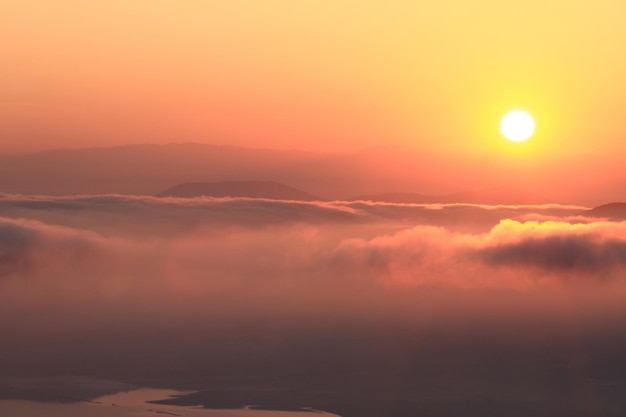 Scenic view of beautiful sunset over the mountains