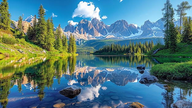 scenic view of the Canadian Rockies with a reflective lake