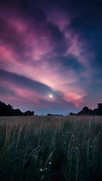 Photo scenic view of field agnst sky at night