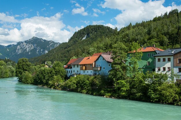 Scenic view of Fussen and mountains Alps