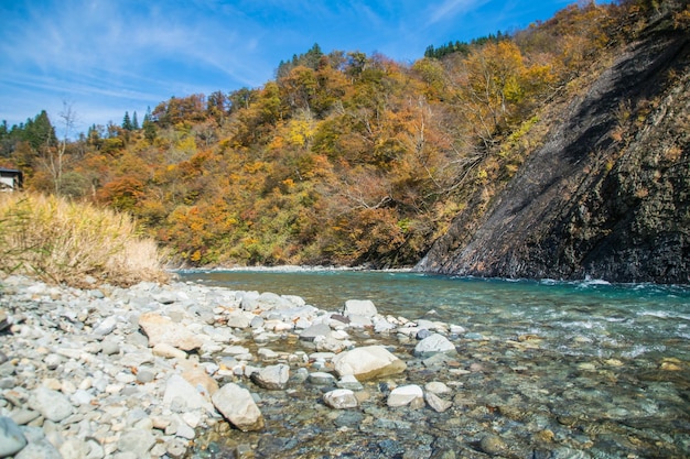 Photo scenic view of lake against sky during autumn