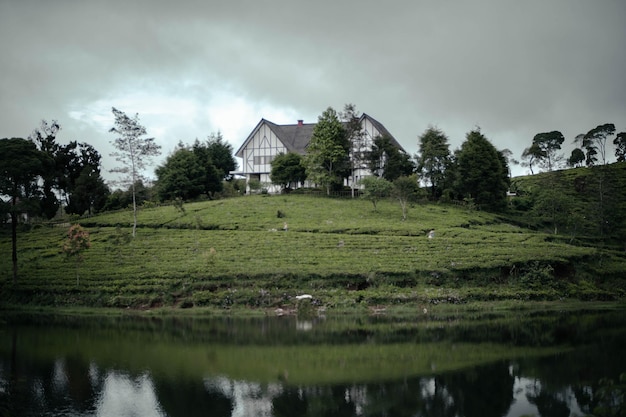 Photo scenic view of lake against sky