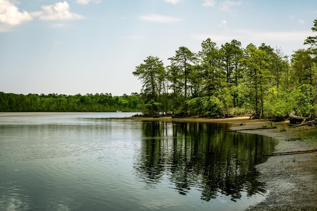 Photo scenic view of lake against sky