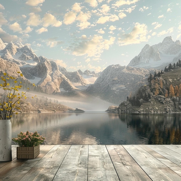 Photo scenic view of lake by mountains against sky