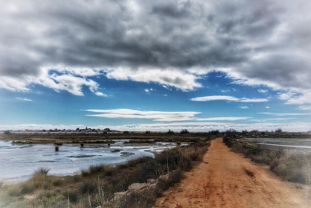 Scenic view of land against sky