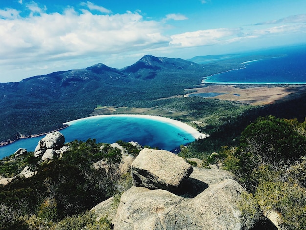 Scenic view of mountains against sky