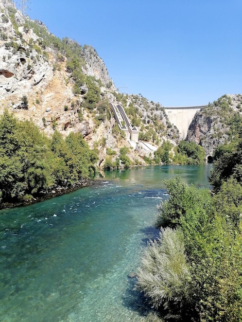 Photo scenic view of river against clear sky