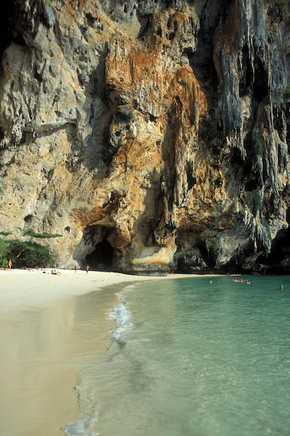 Scenic view of rock formation in sea