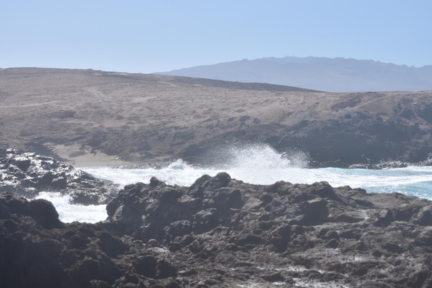 Scenic view of sea against clear sky