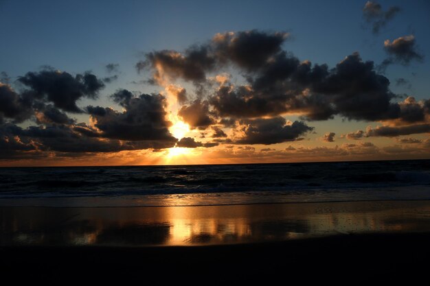 Scenic view of sea against sky during sunset