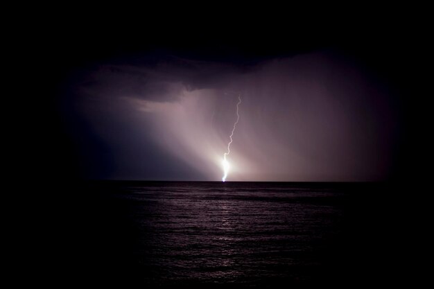 Photo scenic view of sea at night