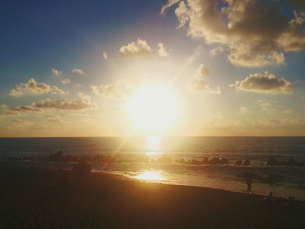 Scenic view of sea at sunset