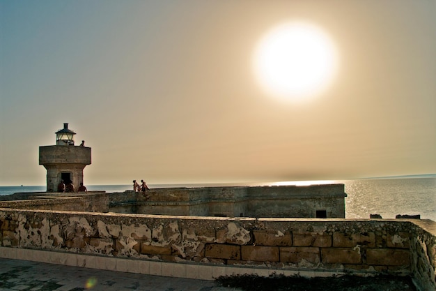 Scenic view of sea at sunset