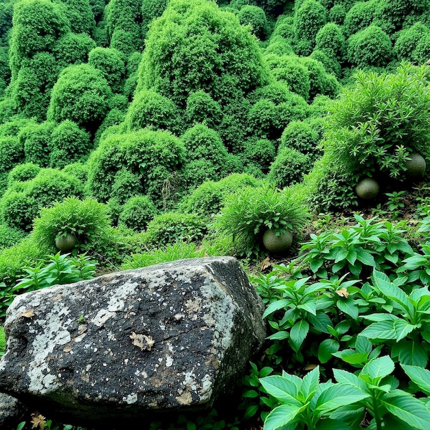 Photo a scenic view of a serene mountain trail with expansive skies and lush greenery