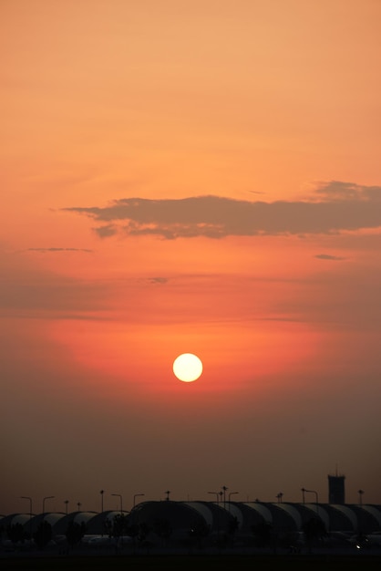 Scenic view of silhouette landscape against romantic sky at sunset