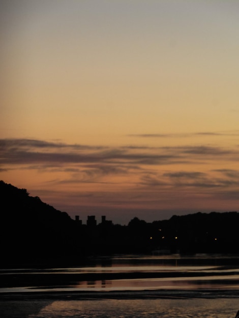 Scenic view of silhouette landscape against sky during sunset