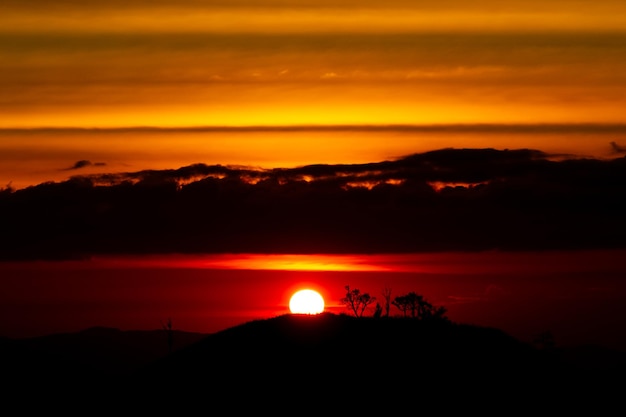 Scenic View Of Silhouette Mountains Against Sky During Sundown and beam