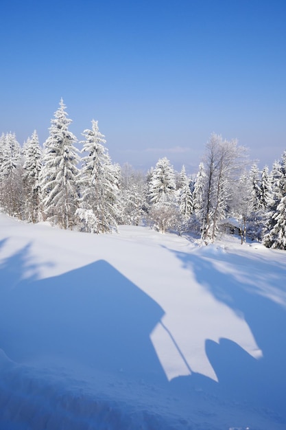 Photo scenic view of snowcapped mountains against clear blue sky