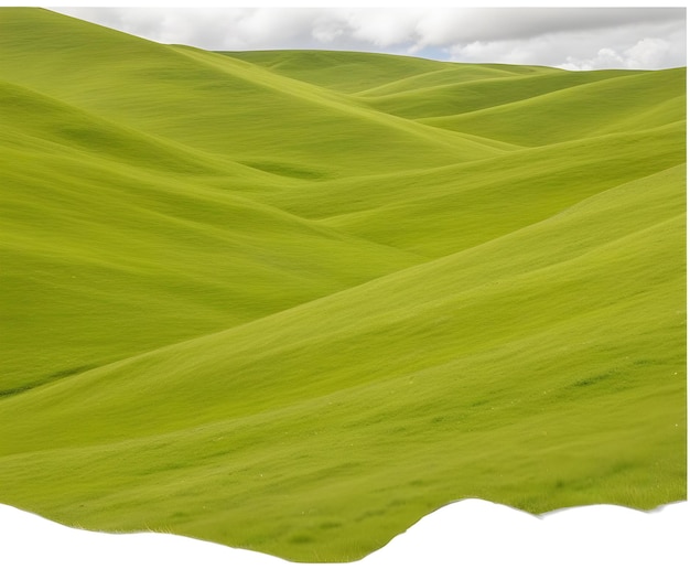 Scenic view of vibrant green rolling hills with a blue sky filled with fluffy clouds