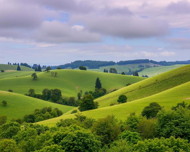 Photo scenic view of vibrant green wetlands with winding water paths and a small hut