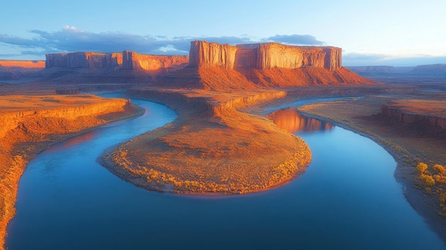 Scenic view of a winding river surrounded by majestic cliffs