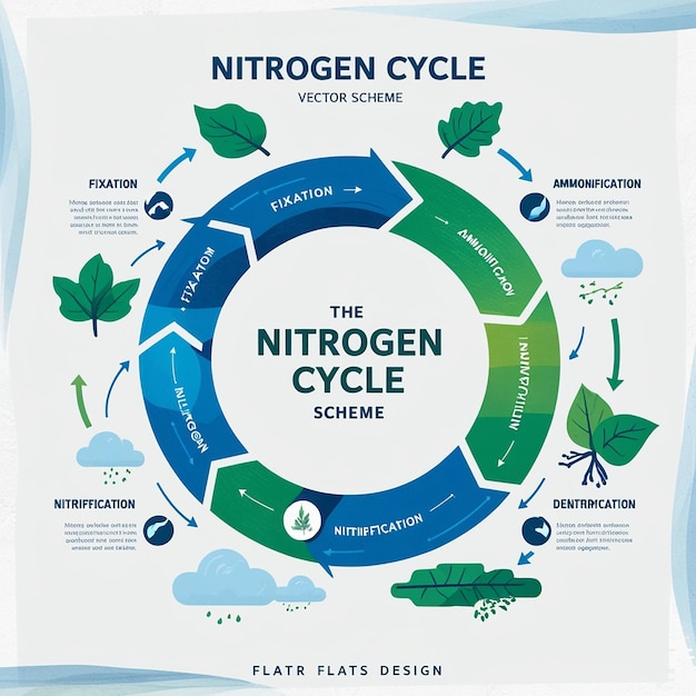 Scheme of the Nitrogen cycle flats design illustration