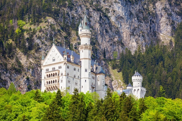 Schloss Neuschwanstein Castle or New Swanstone Castle is a Romanesque Revival palace in Hohenschwangau village near Fussen in Bavaria, Germany. Neuschwanstein Castle was built by king Ludwig II.