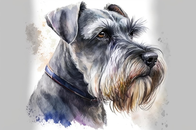 Schnauzer A picture of a dog Small dogs are set Watercolor drawing made by hand