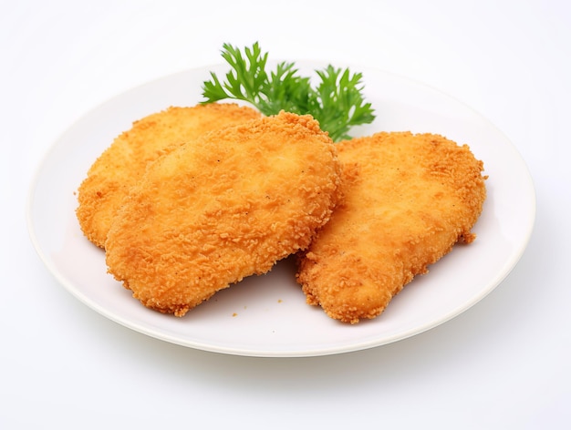 Schnitzel German Cuisine On White Plate