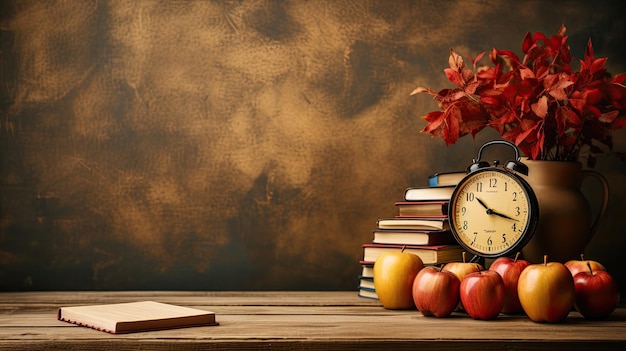 School background template with books and apples