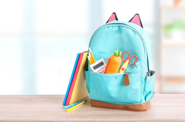 School backpack with accessories empty space