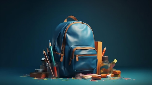 School backpack with a supplies Generative Ai