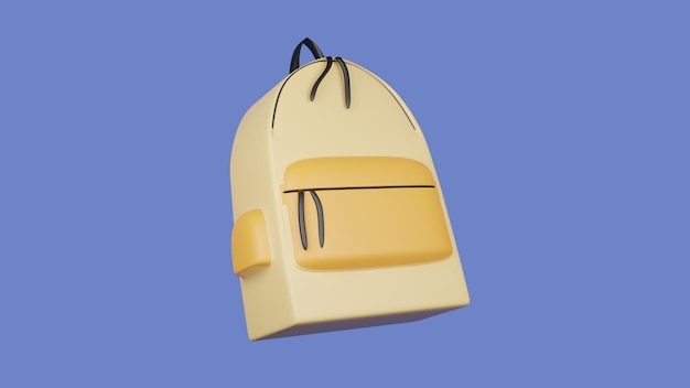 School bag 3d icon on blue background Education concept illustration