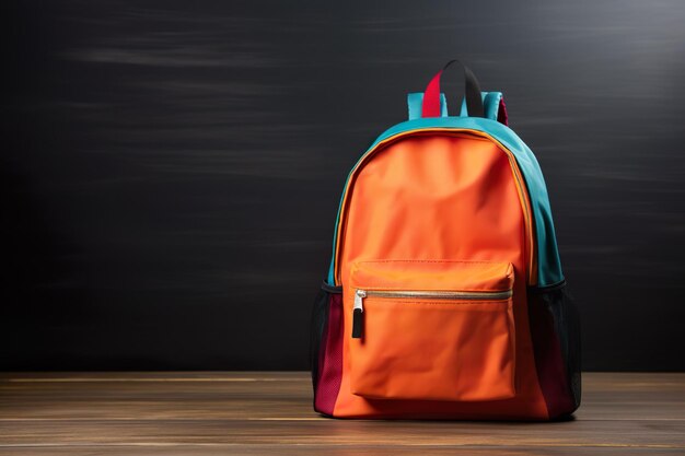 School bag backpack on desk banner background Generative AI