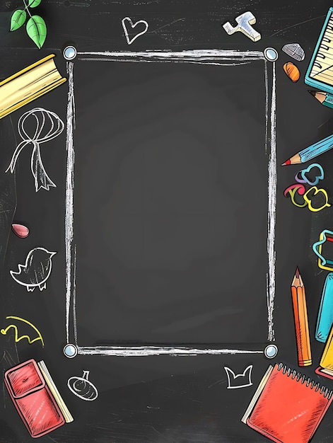 Photo school black chalkboard back to school background