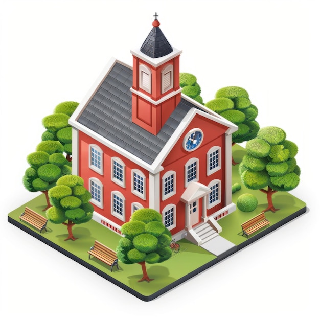 School Building Icon in Minimalist Style for Education Concepts and Designs