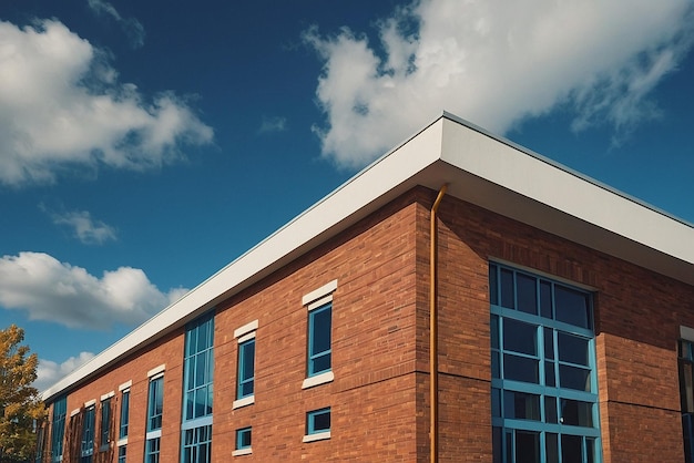 Photo a school building with a distinctive roofline