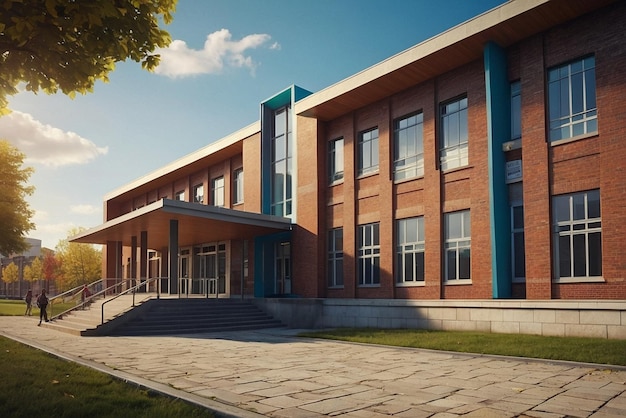 Photo school building with a promenade