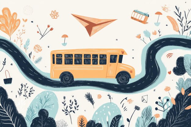 school bus adventure banner design